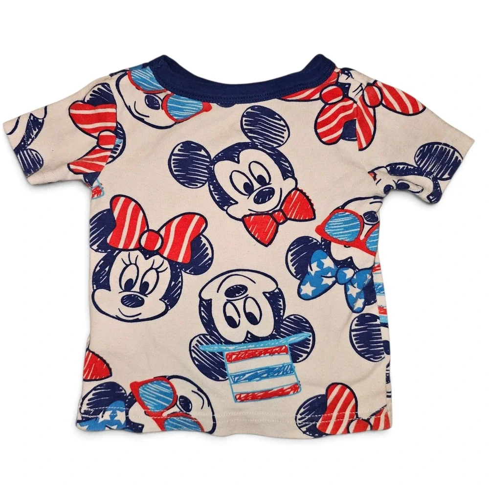 Disney Pajama Set Kids 12M White Good Americana Mickey Minnie Mouse Patriotic